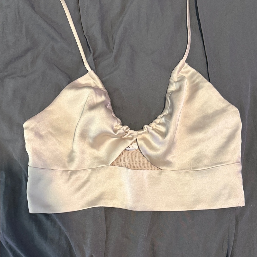 Garage Champagne Satin Crop Top